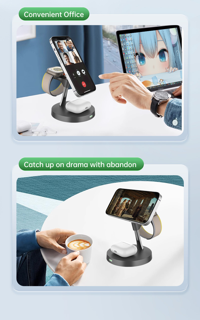 Wireless Charging Station With Night Light Over Current Protection CE/FCC/RoHS Certified