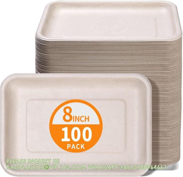 8 Inch Heavy Duty Paper Plates, Bend-Resist Compostable Medium Size Disposable