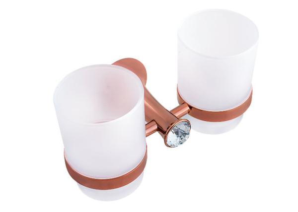 Zinc Alloy and Crystal Bathroom Accessories Double Toothbrush Tumbler Holder