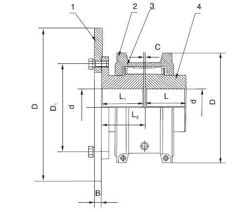 Bibby Serpentine Spring Taper Grid Coupling Standard With Brake Disc JSP Coupling