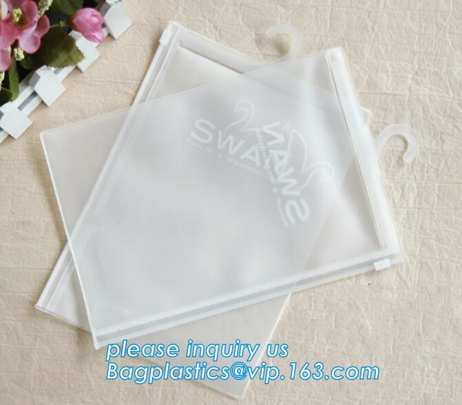 hanger bag with zip lock on the top,Frosted Zip lockk bag EVA PVC hanger bag for clothes, EVA frost drawstring bag, Froste
