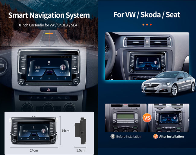 2Din VW Car Radio Passat B6 Android Multimedia Android 10 Vw Golf Radio Ai Voice Contro