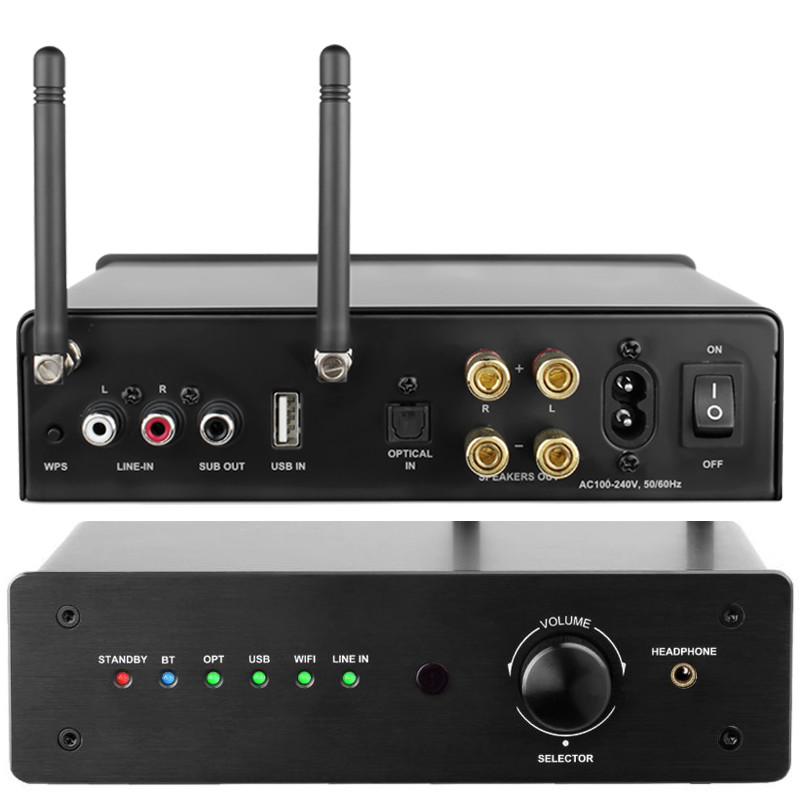 Multi Room Audio Streamer Amplifier Hi Fi Audio Streaming Integrated 2.1 Channel Amp For Home Speakers