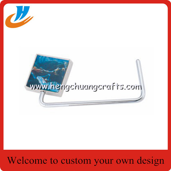 Custom epoxy bag hanger hook,bag holder with print your own logo