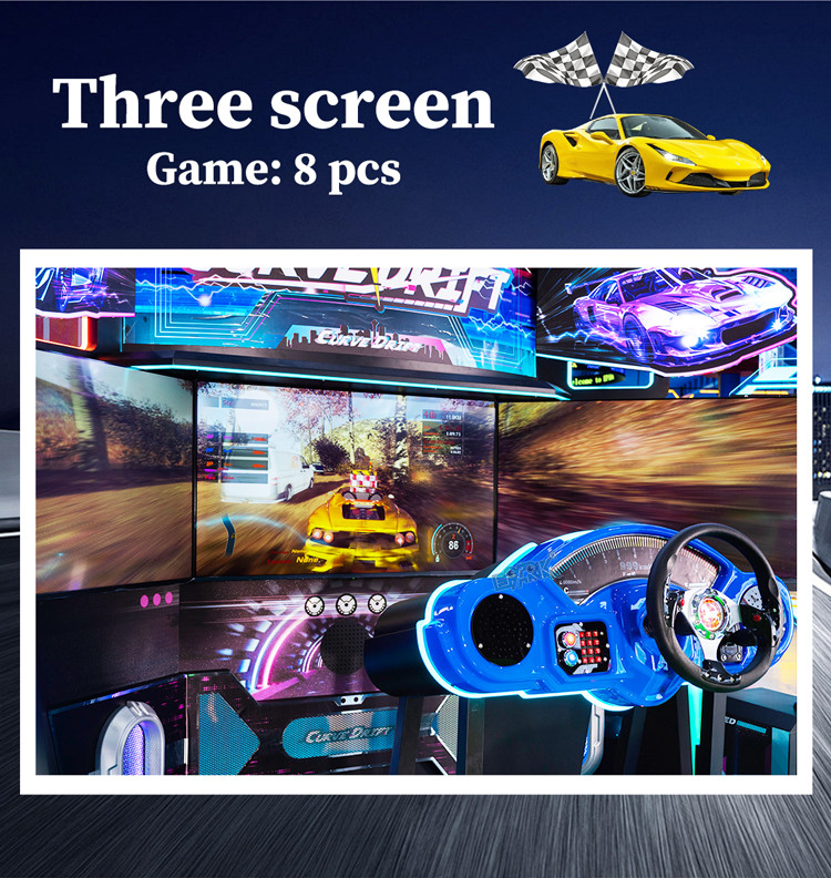 Exciting 3 Screens Car Racing Game Simulator Machine 1 Player