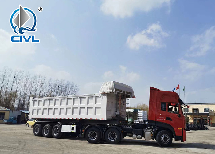 Hydraulic Tipper Trailer 3 Axle 60 Tons Loading Capacity, Dump Trailer Truck