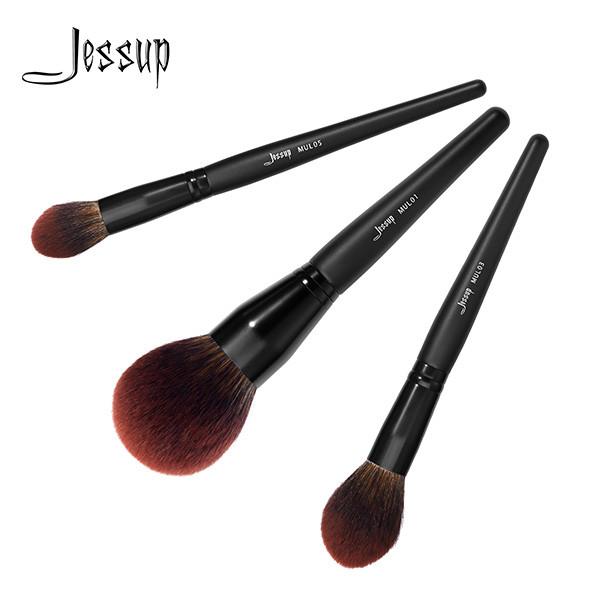 Jessup 3pcs Face Makeup Brush Se Black Shimmer Collection Powder Brush Private
