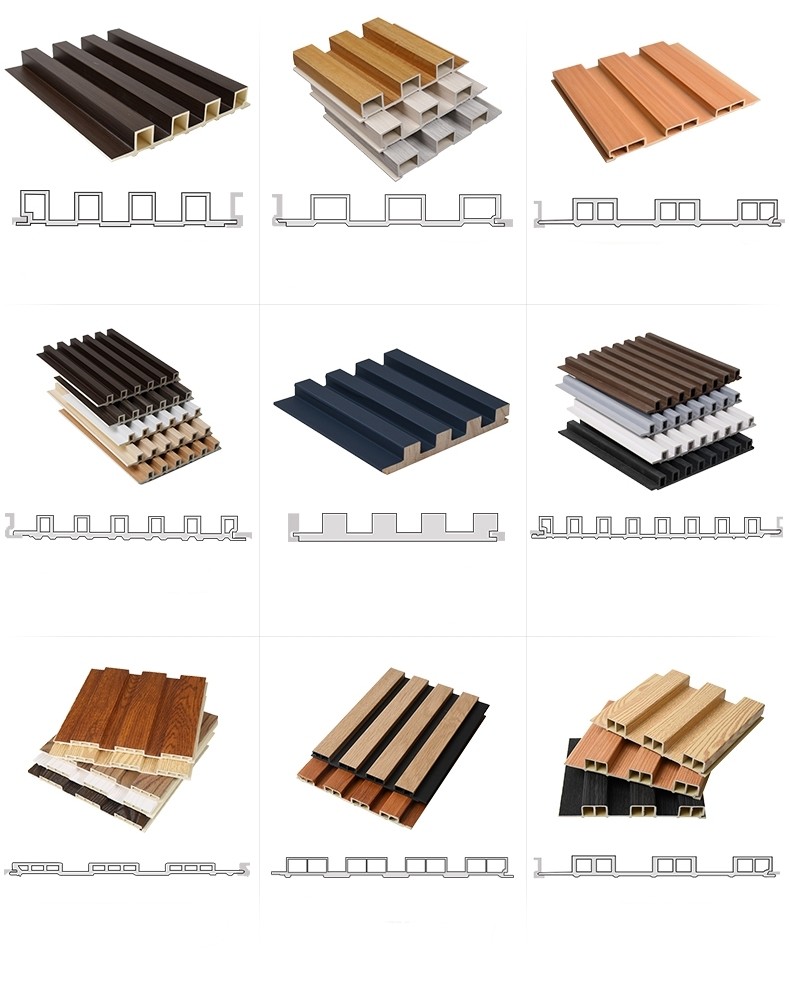 Modern Style Wood Grain Solid Color Decorative WPC Wall Panel for Living Room