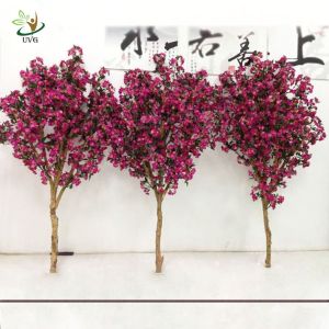 China UVG 2m Rose pink artificial cherry tree branches with silk blossoms for garden decoration on sale