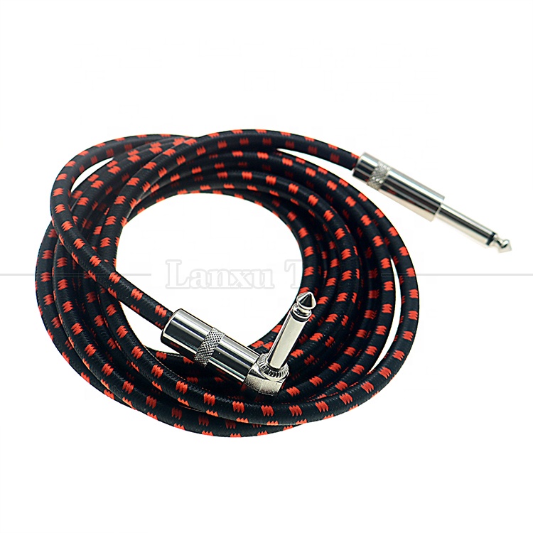3ft 10ft 3m 5m 1/4 6.35mm Mono TS Right Angle Jack Electric Instrument Accessory Amp Effect Amplifier Guitar Patch Cable