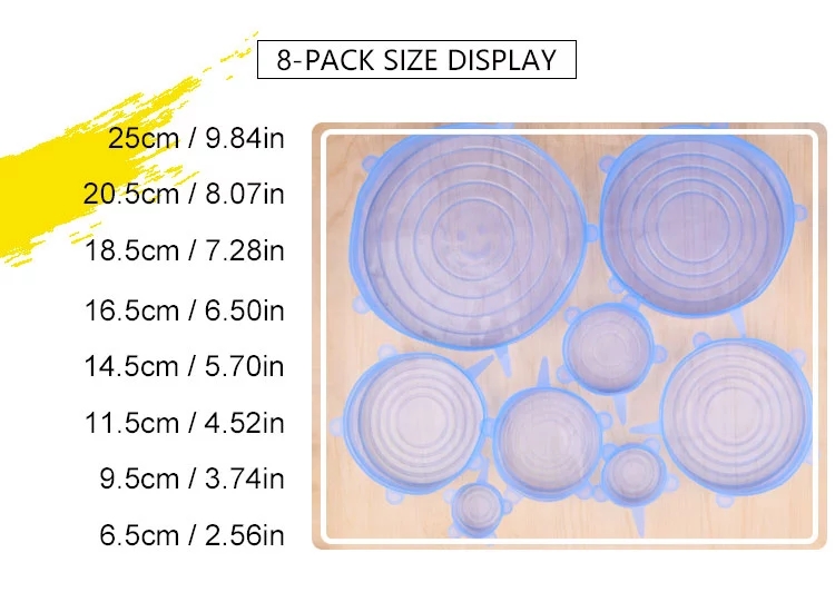 7 Pack Reusable Container Lid Silicone Household Products BSCI Round