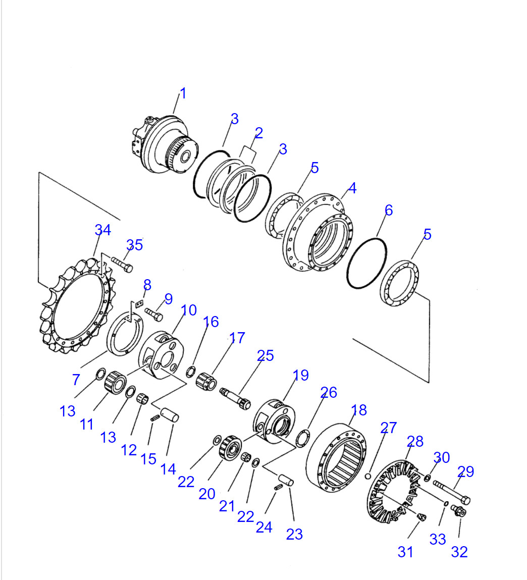 PC200-6 6D95 Travel Gearbox 20Y-27-K1210 Excavator Gear Parts