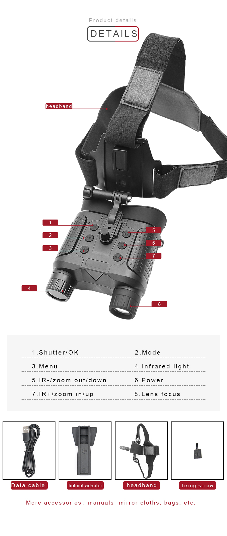 NV8160 Thermal Night Vision Binocular With Lcd Display 3w Ir Infrared Binoculars Telescopes Night Vision