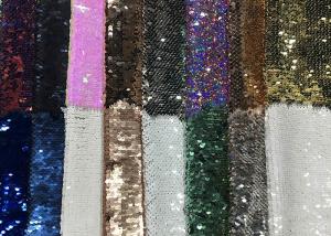  Reversible Colorful Mermaid Sequin Fabric , Silver Sequin Material Custom Made Manufactures
