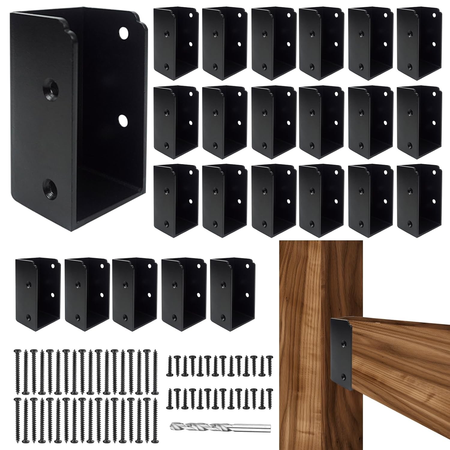 Deck Railing Brackets Connectors,Heavy Duty Steel 1.2mm Thickness Concealed Brackets for 2"x4" (Actual 1.5"x3.5") Wood Posts for Deck Railing,Fence,Porch,Garden Pergola
