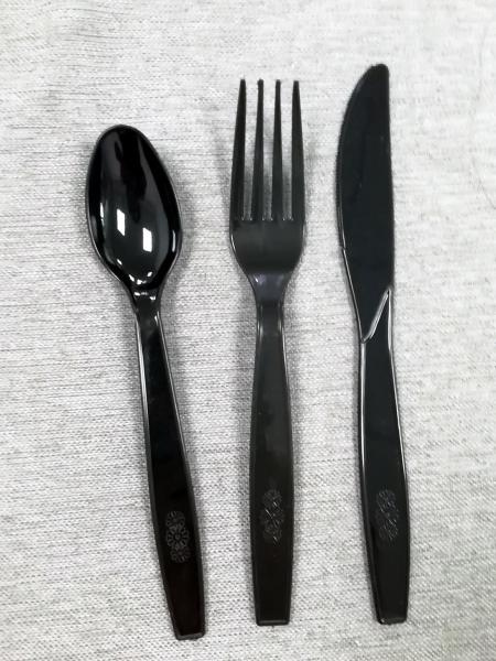 7 Inch Disposable Cutlery High Quality Wedding Western Disposable Black Plastic