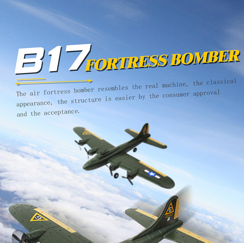 Outdoor Fx817 Rc Plane 2.4ghz 2ch Remote Control Glider Epp Aircraft Toy Electric Fixed Wing B17 Children's Model Christmas Gift