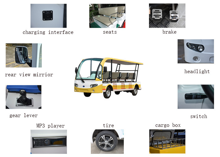 11 Seats Luxury Electric Shuttle Bus Tourist Vehicles For Sightseeing Easy Operation