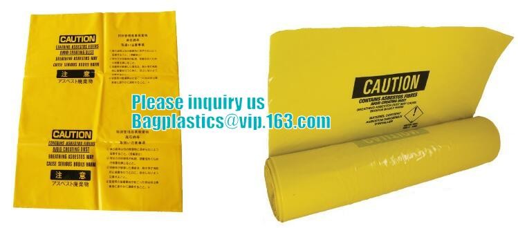Hazardous Waste Yellow Plastic Bag Asbestos Garbage Bag,large size thicker LDPE asbestos remove bags,asbestos garbage ba