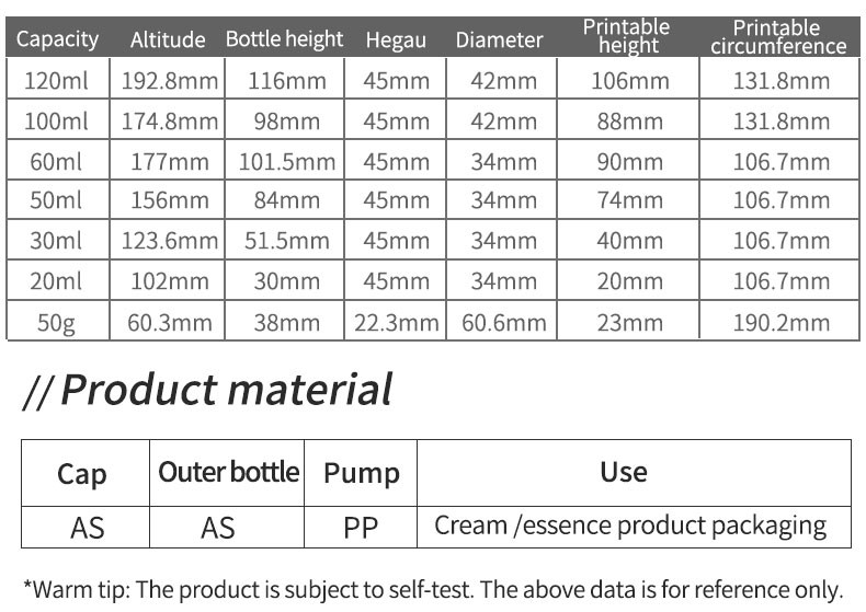 Round Shape Airless Cosmetic Pump Bottle 20ml 30ml 50ml 100ml Plastic Luxury Lotion Bottle