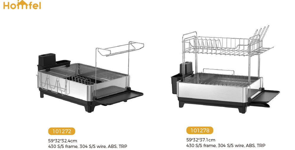 2 Tiers Rectangle Stainless Steel Detachable Dish Rack Premium Kitchen Dish Drainer Board Dish Drying Rack