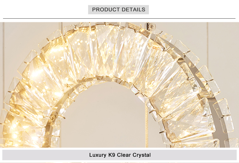 Led Crystal Staircase Chandeliers Modern Rings Hanging Ceiling Lamps(WH-NC-50)