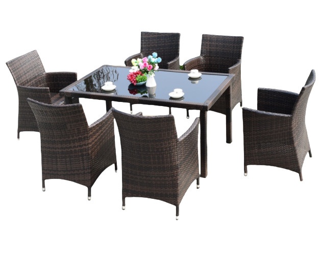 6 Seater Wicker Rattan Coffee Dining Table Villa Hotel Handmade Rattan Tabletop
