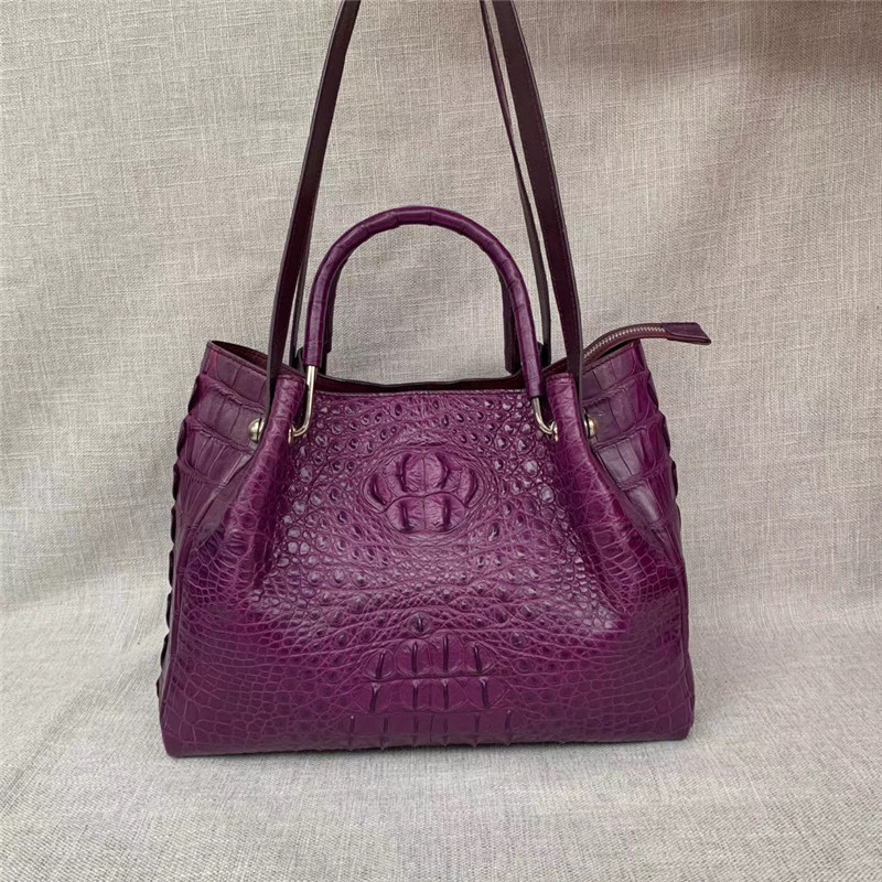 Authentic Crocodile Leather Women Large Handbag Female Single Shoulder Bag Genuine Alligator Skin OL Lady Working Purse