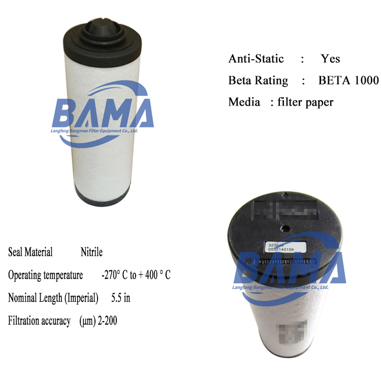 0.15-0.6MPa Pressure 0532140156 Exhaust Filter Element for Vacuum Pump Oil Mist Separator