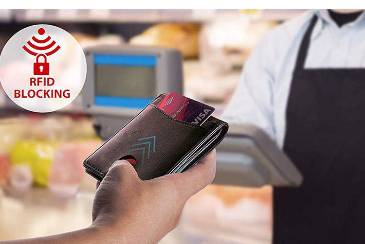 Men's Crazy Horse Leather Multi-card Bank Card Holder with Zipper and RFID Protection