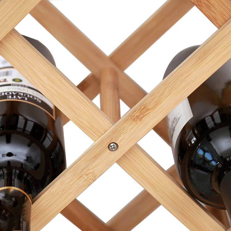 Countertop Bamboo Wine Rack Bottle Holder Foldable Storage Stand