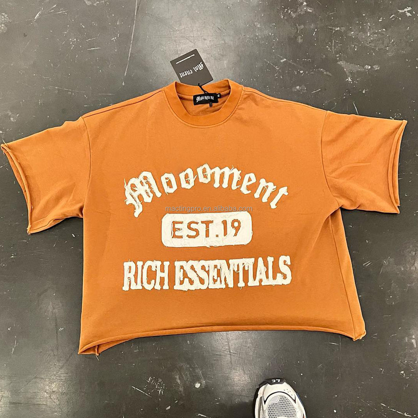 100% Cotton Distressed Applique Embroidery Patch T-Shirt for Men's Casual Daily Life