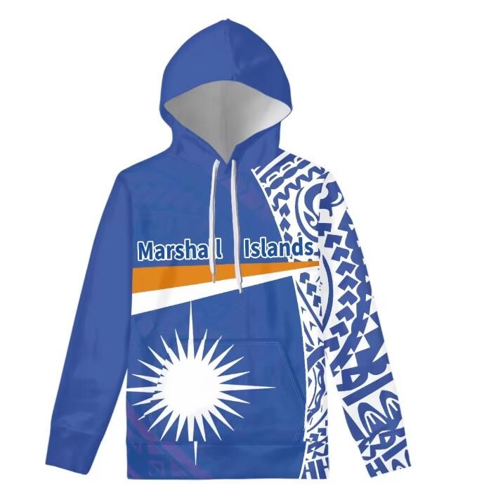 Marshall Island Flag Custom Sublimation Hoodie Sweater Polynesian Oversized