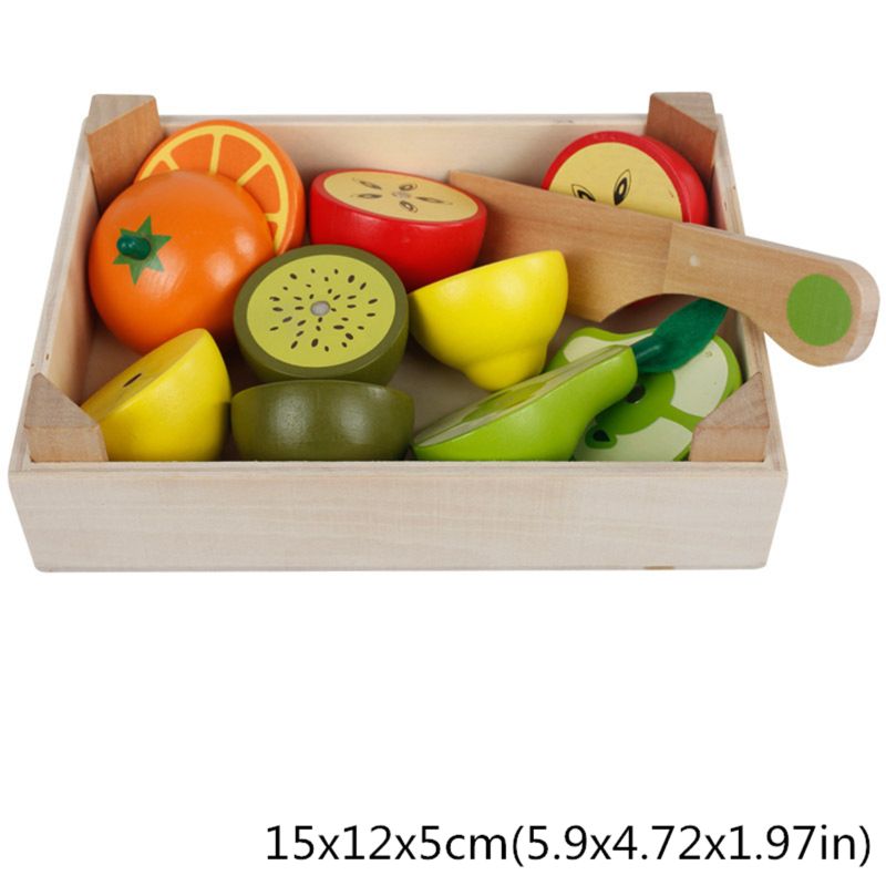 Education 9.25in Wooden Fruit And Veg Toys Magnetic Fruit Cutting