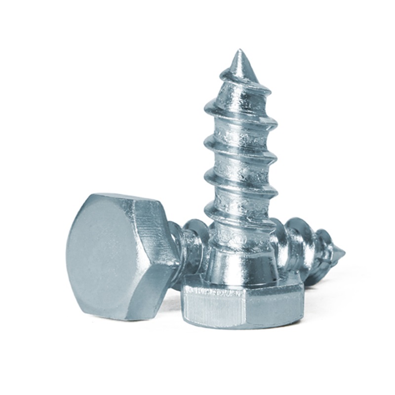 Steel Blue White Zinc External Hexagonal Self Tapping Wood Screw DIN571 for Furniture
