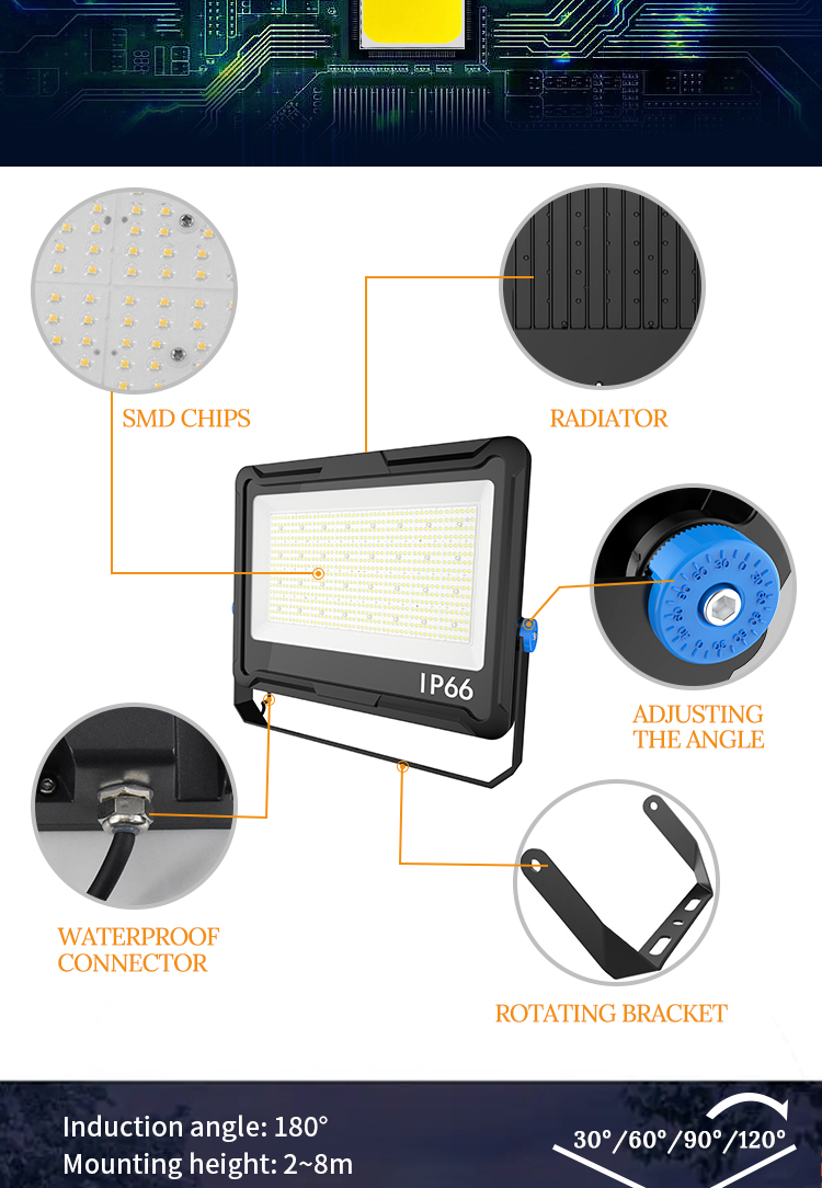 250W Modern Outdoor LED Floodlight IP65 Waterproof