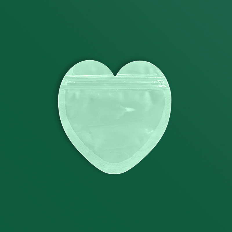 Green Macaron Heart Self-Seal Jewelry Bags Gift Packaging Pouch 100 Pack