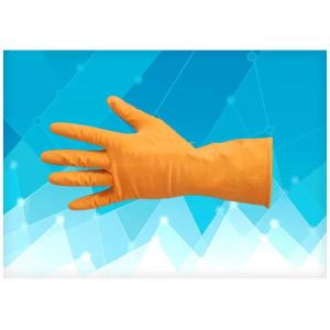 Disposable Medical Gloves Orange Color Latex Exam Gloves , Dip Flock - Lined