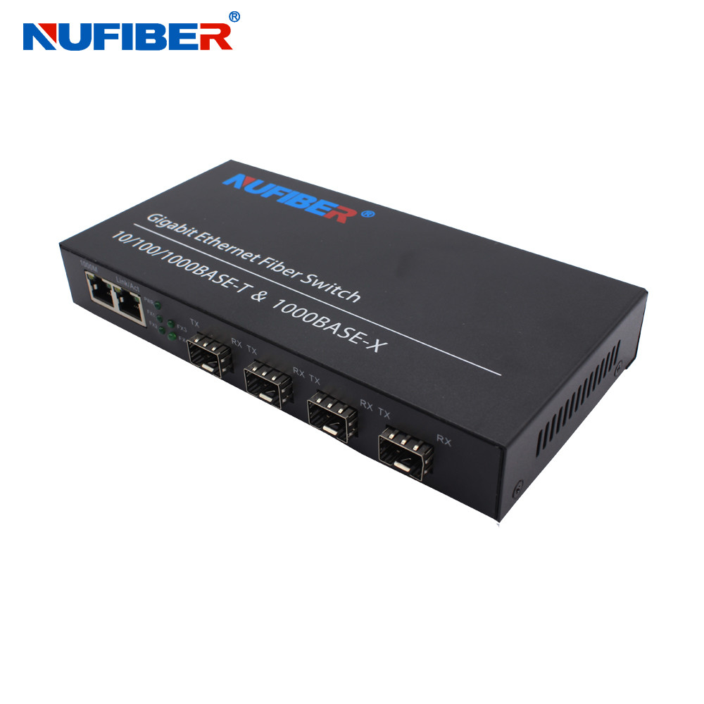 4 1000M To 2 SFP Port Gigabit Ethernet Switch With Iron Case