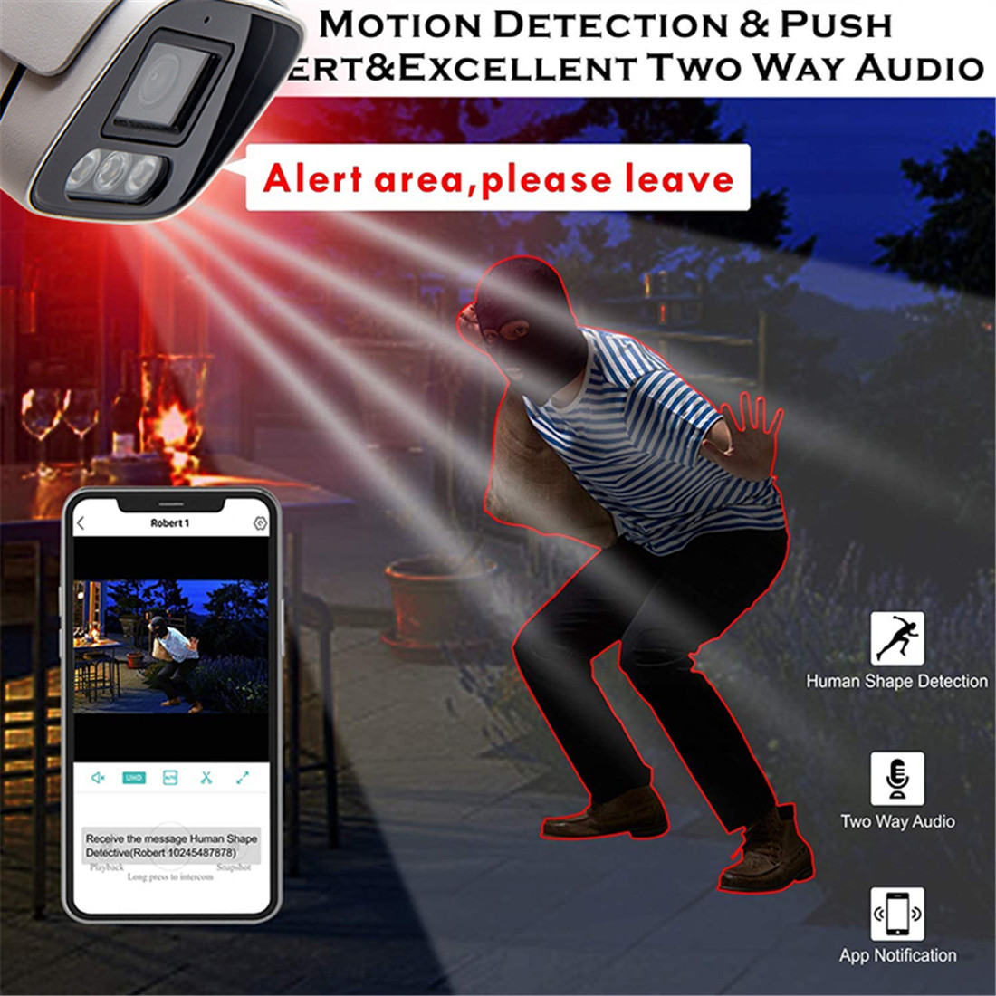 Wireless Smart 3MP Outdoor Wi-Fi AI Alarm Camera(US-OW30)
