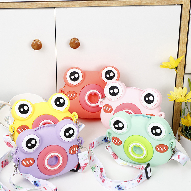 Cute Frog Silicone Pencil Box School Supplies Pencil Case For Kids Makeup Bag Shoulder Bag For Christmas Birthday Gift