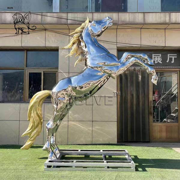 Stainless Steel Horse Statue Sculptures hotel lobby Life Size Animal Metal