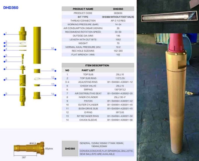 Yellow 6 Inch High Pressure DTH Drill Bits For Mining / Well Drilling