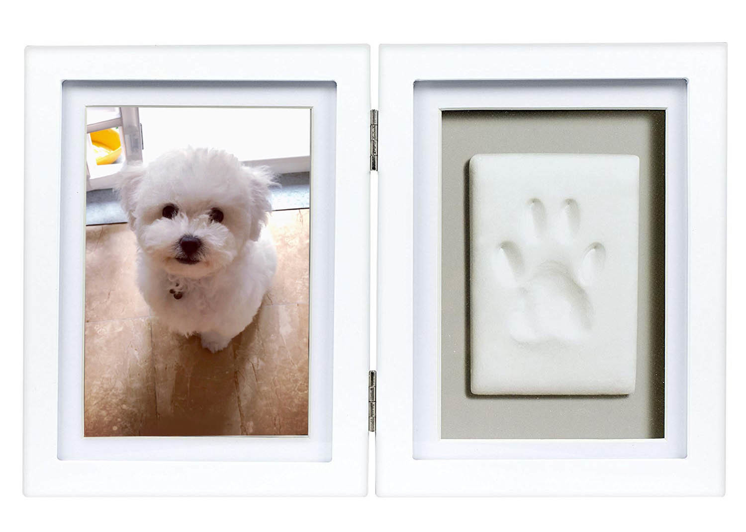 Custom Wood Pet Keepsake Frame , Clay Paw Print Decoration For Dog / Cat