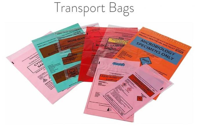 Blood Transport Bags, First Aid Bag Pac Pre-Printed Poly Bags For Disposing Waste. Plastic Bags For Health Applications