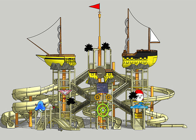 50 Persons 30m3/H Aqua Playground Pirate Ship Water House 1