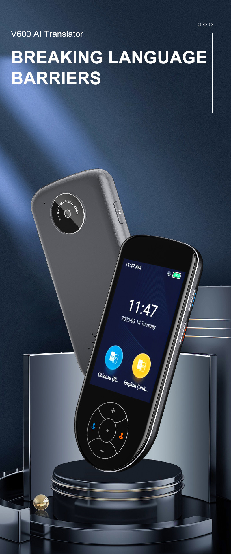 Portable 137 Languages Instant Voice Translator Online Offline Device IPS Screen