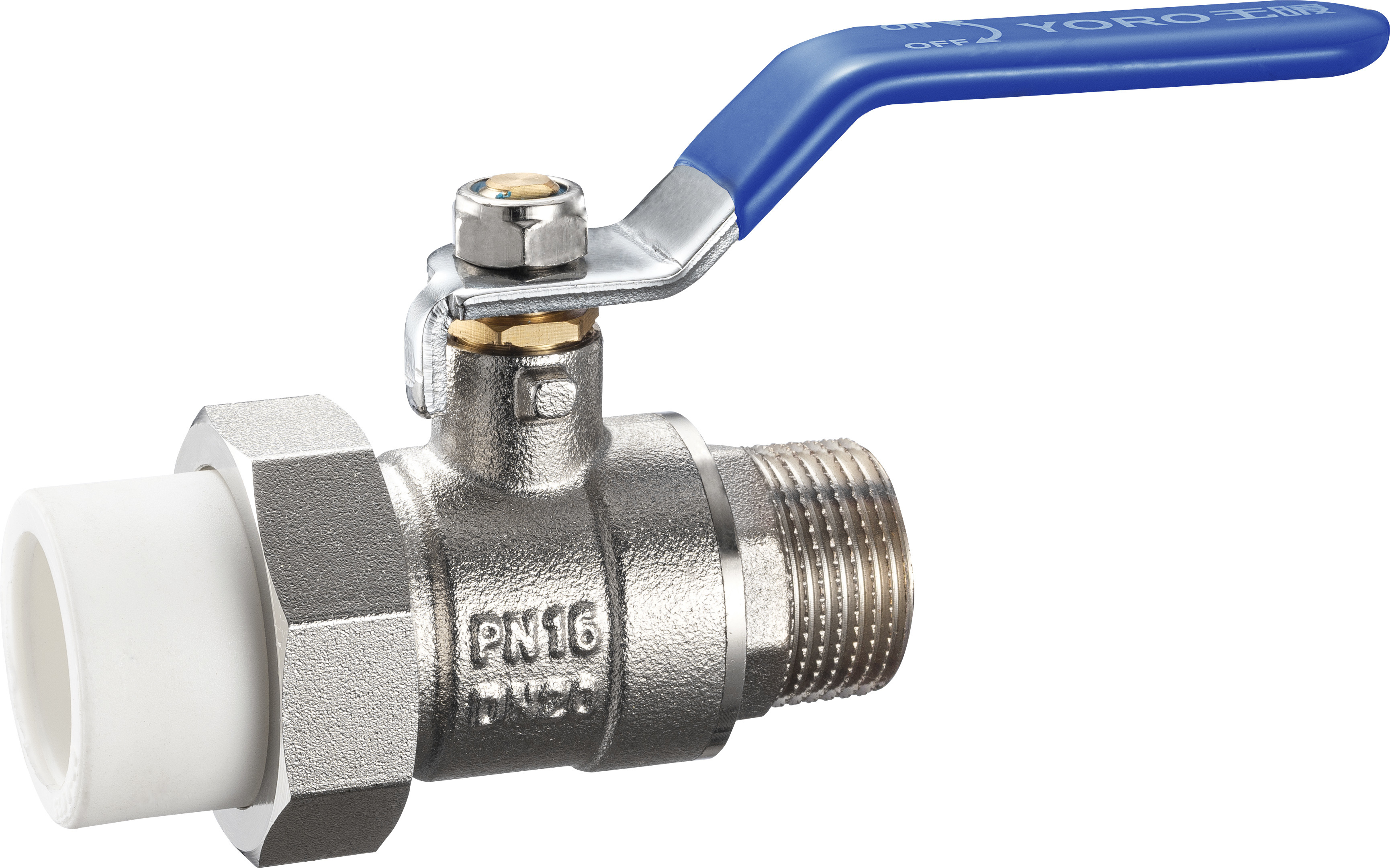 3316 3317 3318 Brass Ball Valve DN15 DN20 DN25 DN32 DN40 DN50 for Connections PP-R x PP-R, Female x PP-R, Male x PP-R