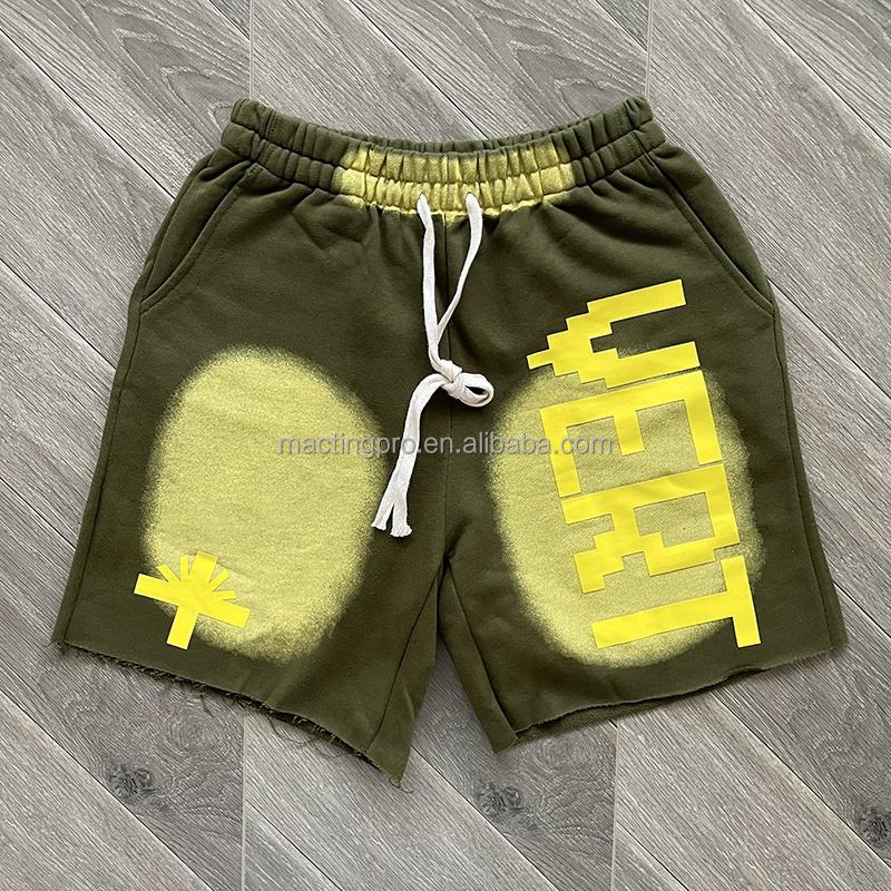 Vintage Sun Faded Acid Wash Custom French Terry Sweat Shorts with Drawstring Closure