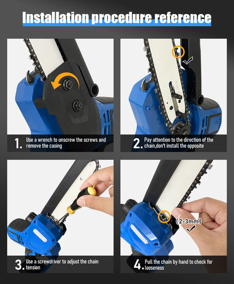Professional Battery 8 Inch Handheld Mini Chainsaw Electric 21v Blue